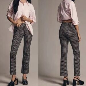New Without Tags Maeve Anthropologie The Margot Pink & Black Chevron Flare Pants
